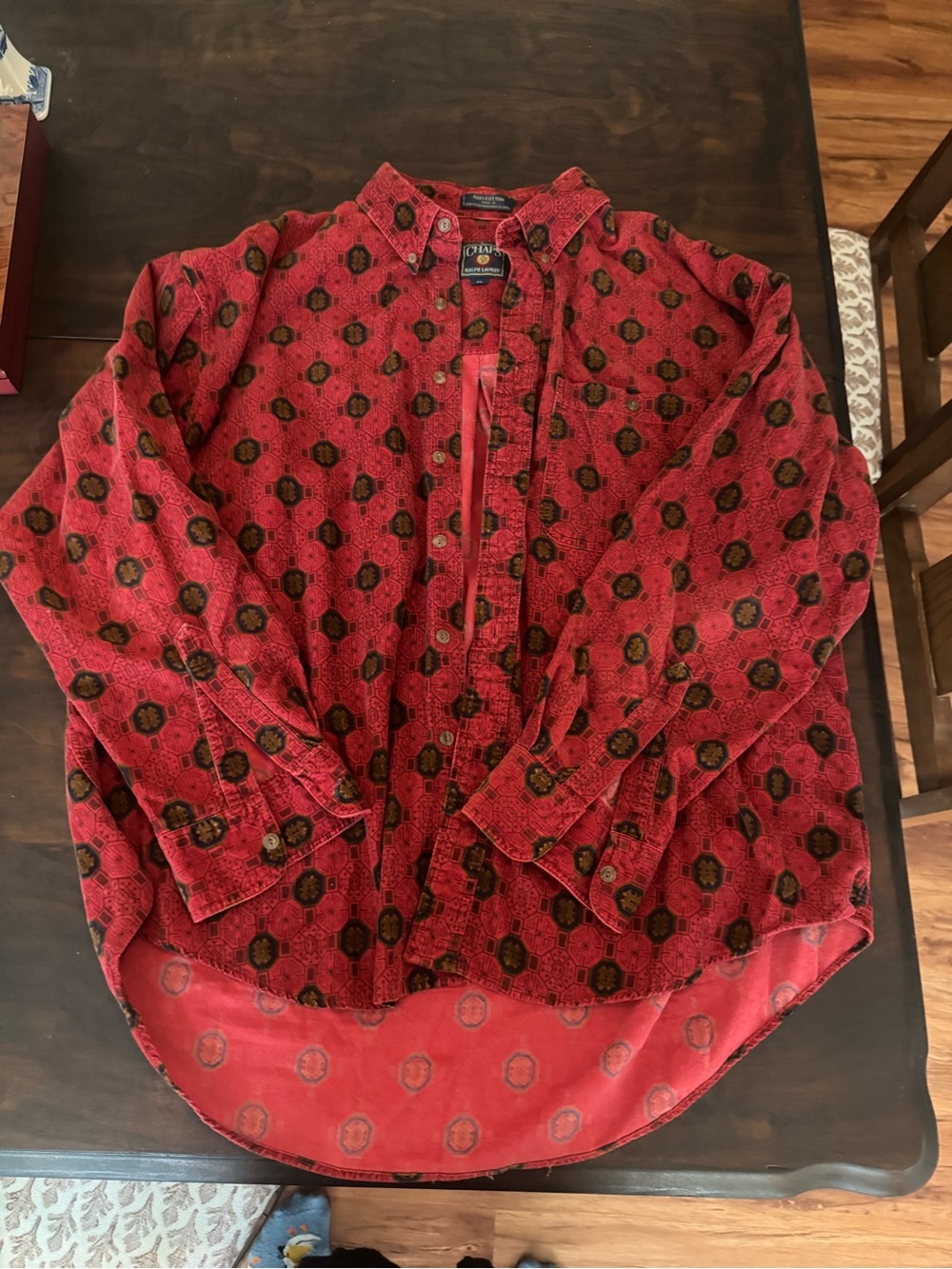 Ralph Lauren Red Geometric Medallion Long-Sleeve Button-Down Shirt